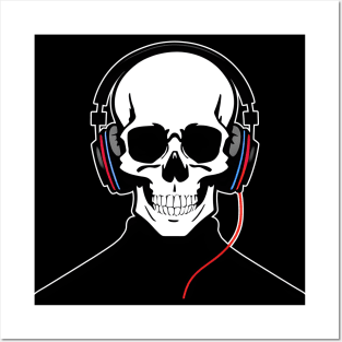 Cool Skull with Headphones | Listening Music Posters and Art